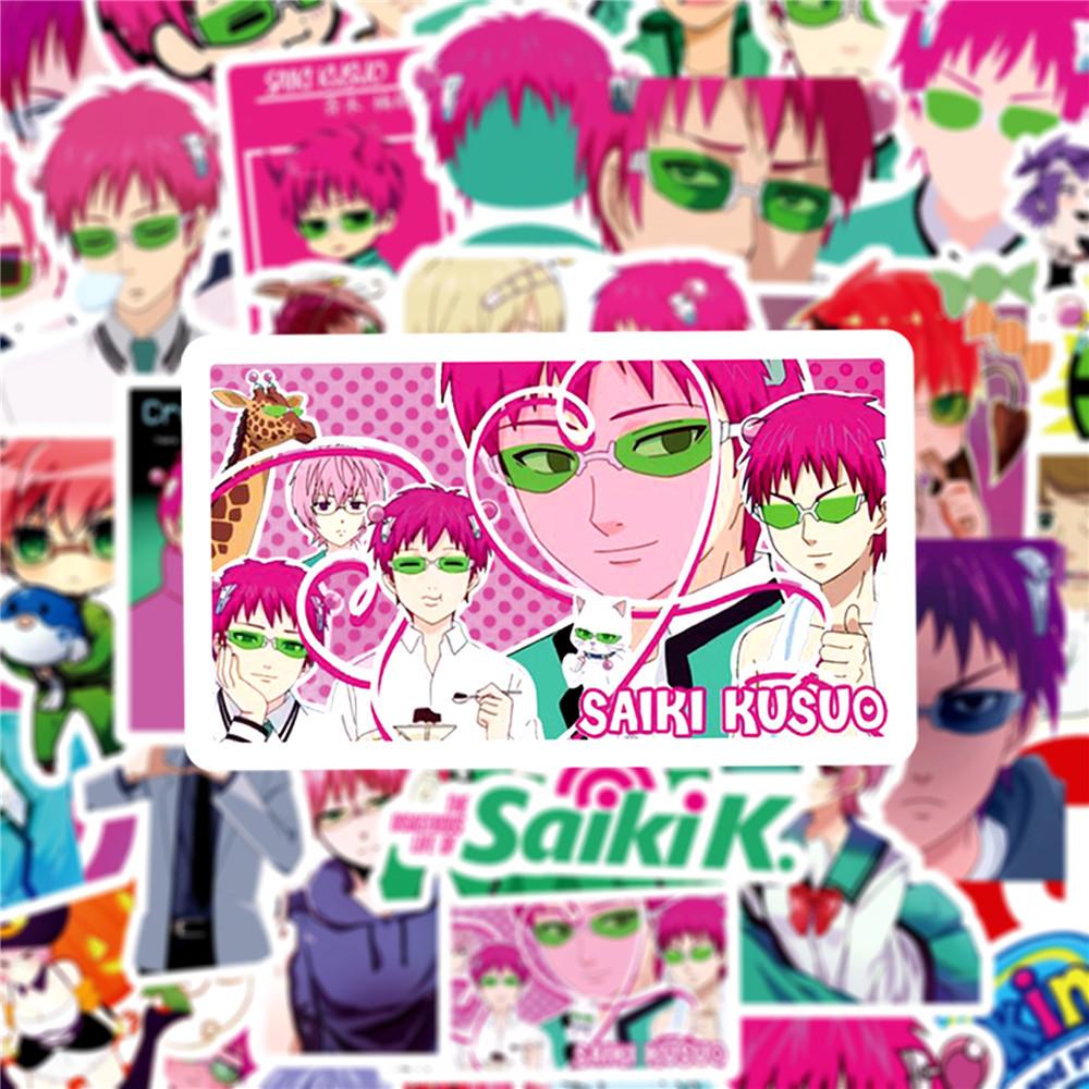 50Pcs Cartoon Fun Saiki Kusuo Anime The Disastrous Life Of Saiki K Stickers Doodle Diy Water Cup Scooter Sticker