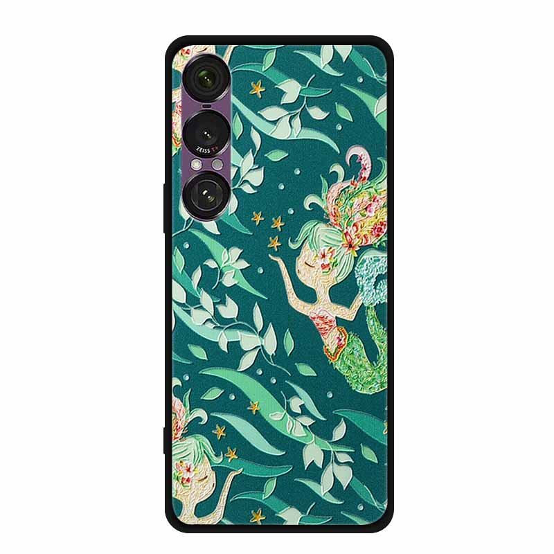3D Emboss Case For Sony Xperia 1 VII 5G Case Flowers TPU Soft Silicone Back Cover For Sony Xperia 1 VII 2025 Phone Case XQ-FS54