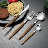 4pcs Stainless Steel Imitation Wooden Handle Cutlery Set Dinnerware Clamp Western Tableware Knife Fork Tea Spoon Sets