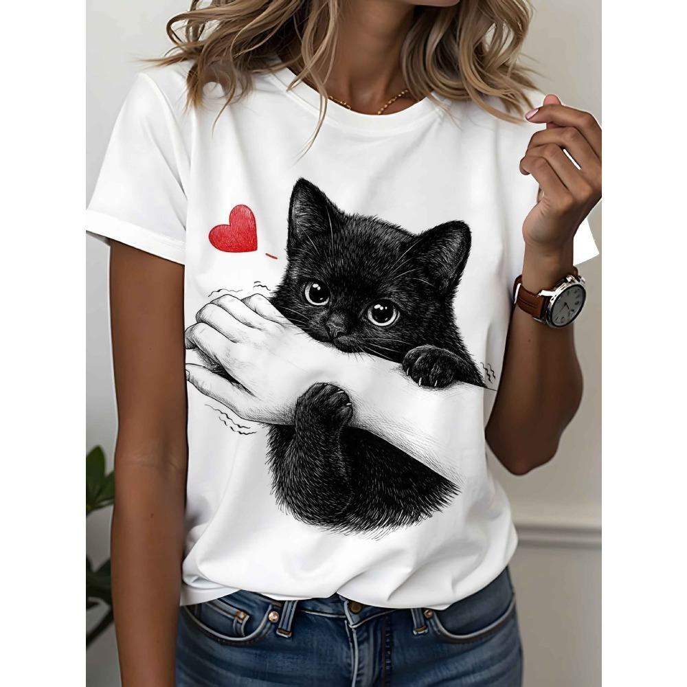 Summer Creative Fun Portrait Animals 3D Print Loose Short Sleeve T-shirt Breathable Women Casual Comfortable Versatile Sports T-shirts