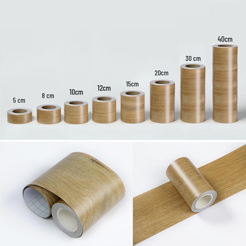 Wood Grain Self-Adhesive Veneer: 10m Decorative Strip for Covering Blemishes and Holes On Floors, Doors, and Furniture.