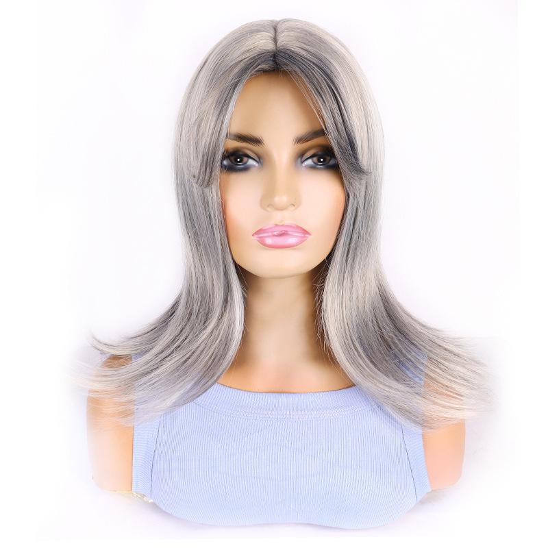 

Синтетические серебристо-серые кудрявые парики Натуральный женский парик Парик для волос с челкой Подарок для онкобольного Повседневное использование серебряный серый