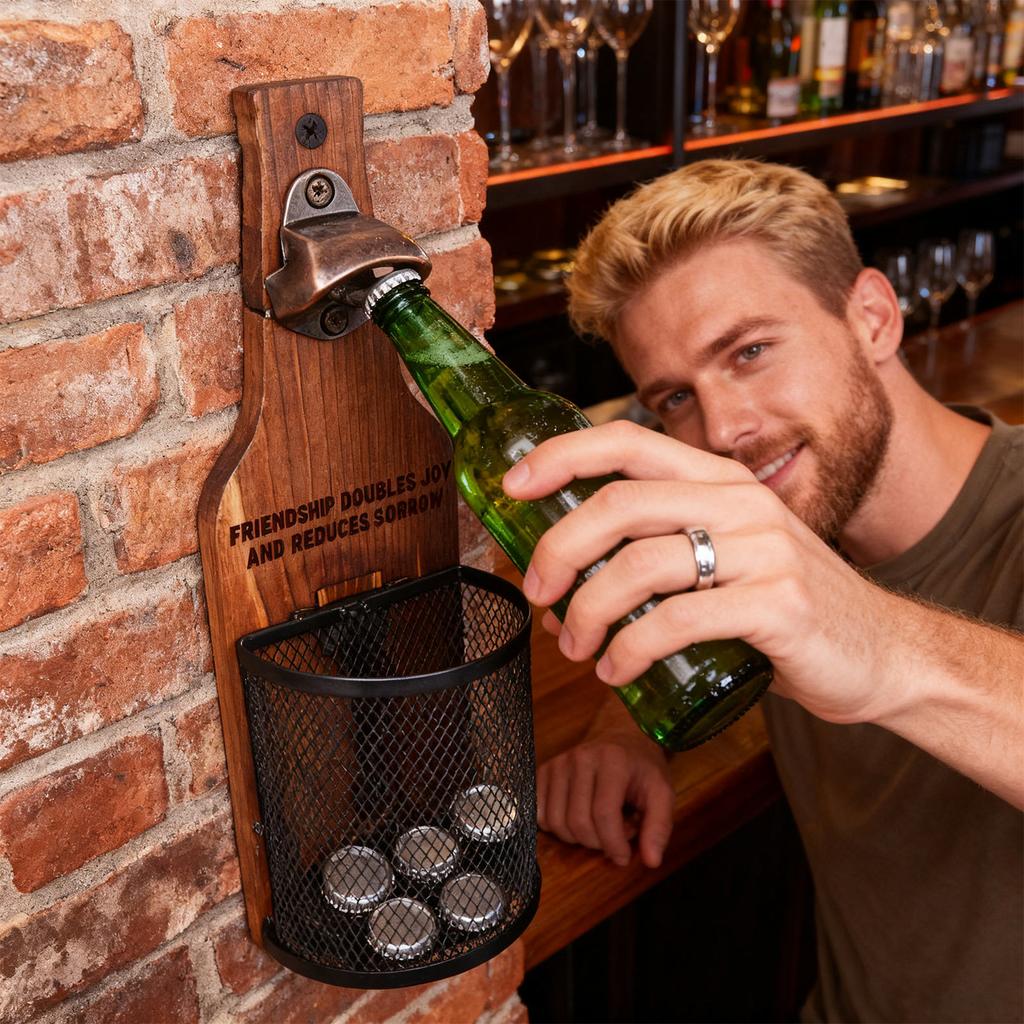 Personalized Custom Wooden Fun Basketball Hoop Beer Bottle Opener