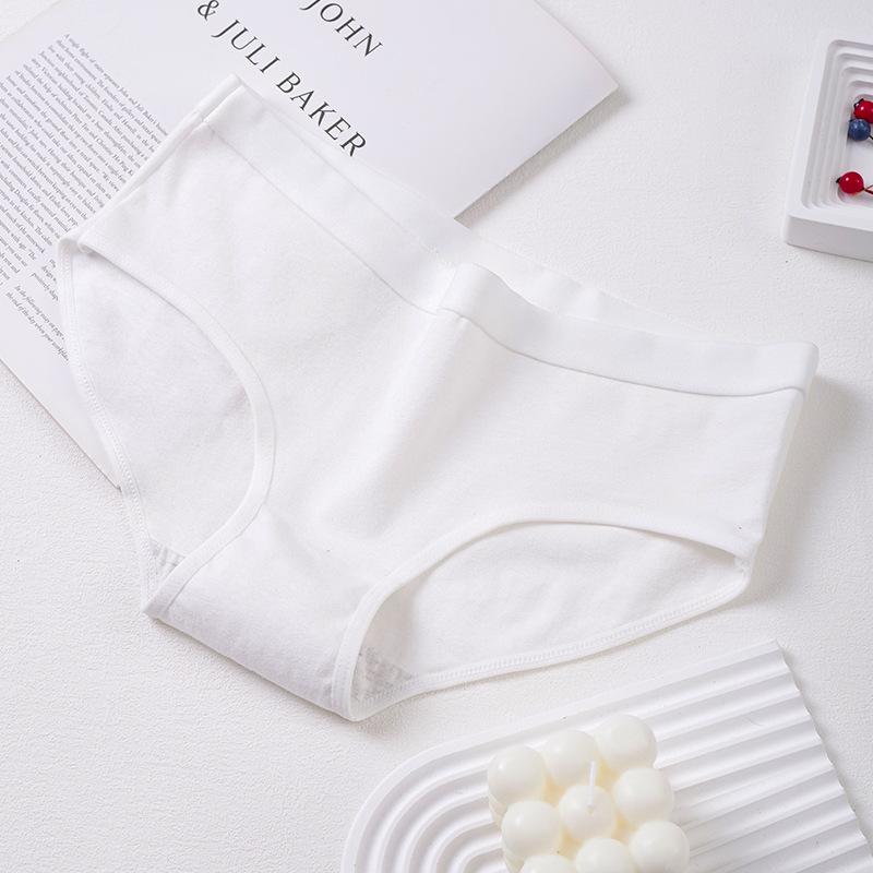 Women's Pure Cotton Underwear Mid Waist Briefs Breathable Hip Hugging Triangle Panties