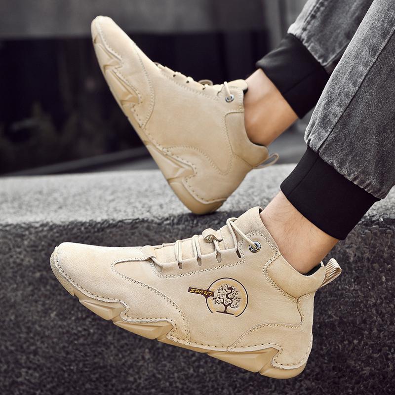 2024 new autumn and winter velvet cotton boots high top outdoor casual pigskin sports boots