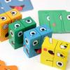 Cube Face Changing Wood Puzzle Building Blocks Board Game Montessori Expression Wooden Blocks Blocos For Children Kids Toys Gift