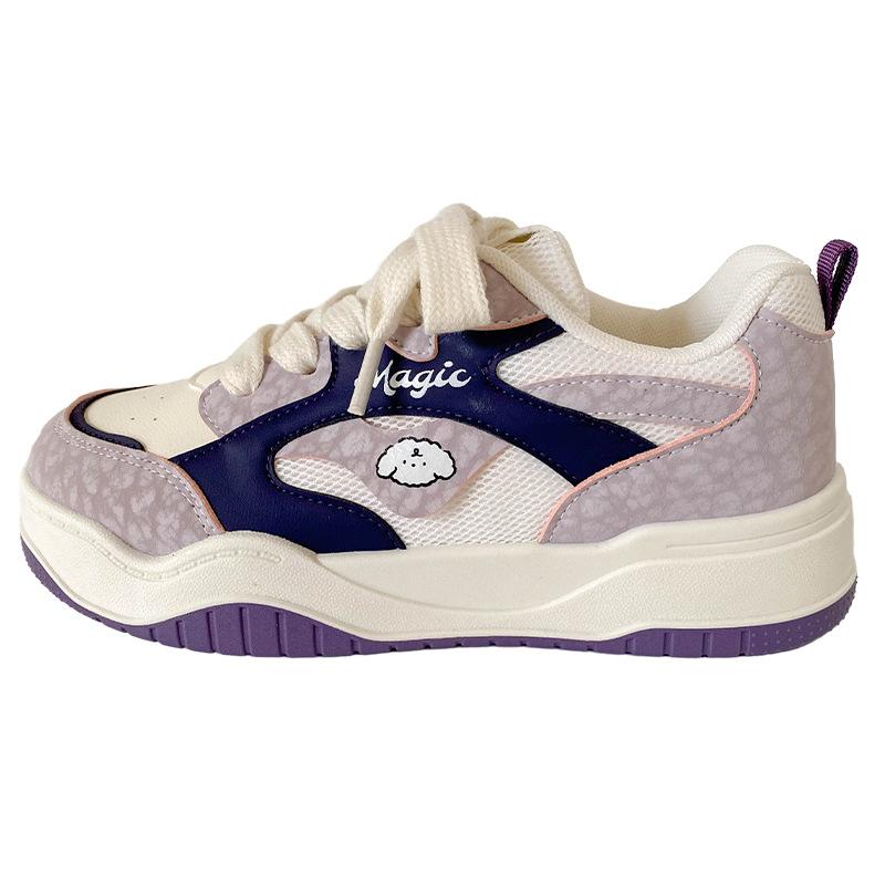 

B2206 latex insole/thick baseplate shoes women s shoes bread shoes little white shoes casual shoes 2025 spring new leather surface 40 фіолетовий