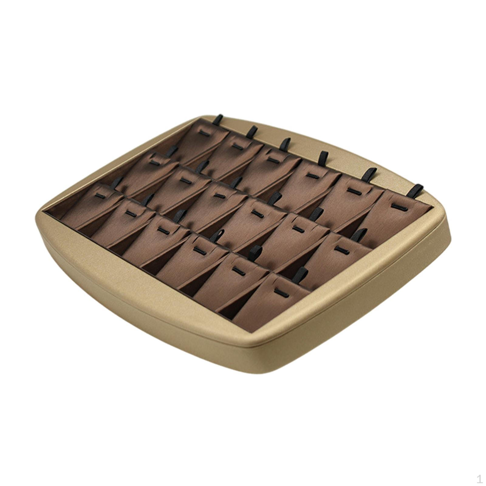 

Подставка для ювелирных изделий, органайзер для ювелирных изделий, 18 ячеек, контейнер для ожерелий большой емкости коричневый