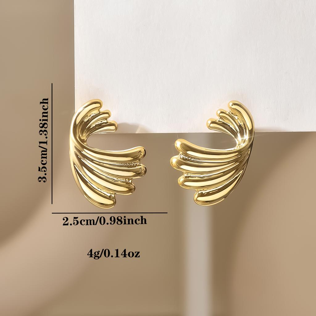 Vintage Gold Color Flower Stud Earrings for Women Fashion Geometric Petals Piercing Earring Trendy Luxury Party Jewelry