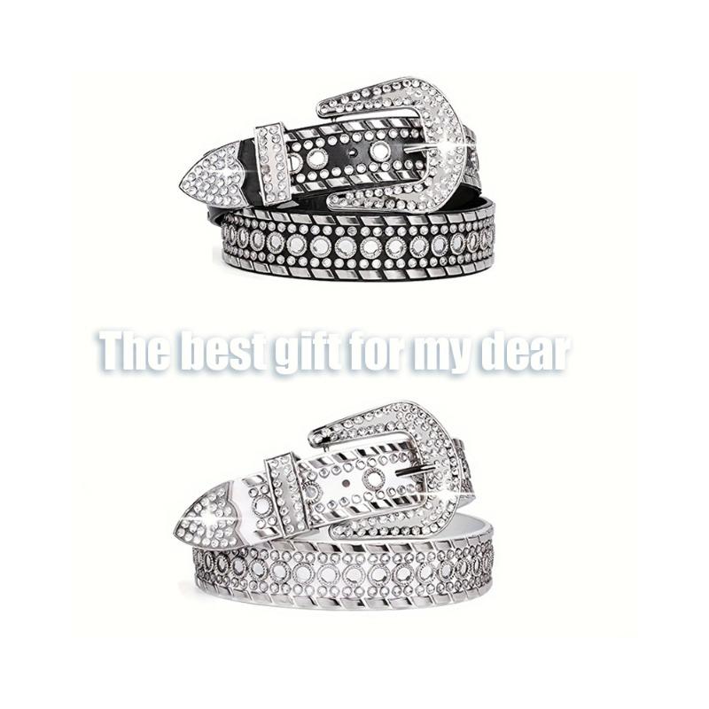 Japanese and Korean Diamond Belt Wind, Punk Diamond-encrusted Trendy Rhinestone Belt, Hip-hop Belt, Locomotive Wind