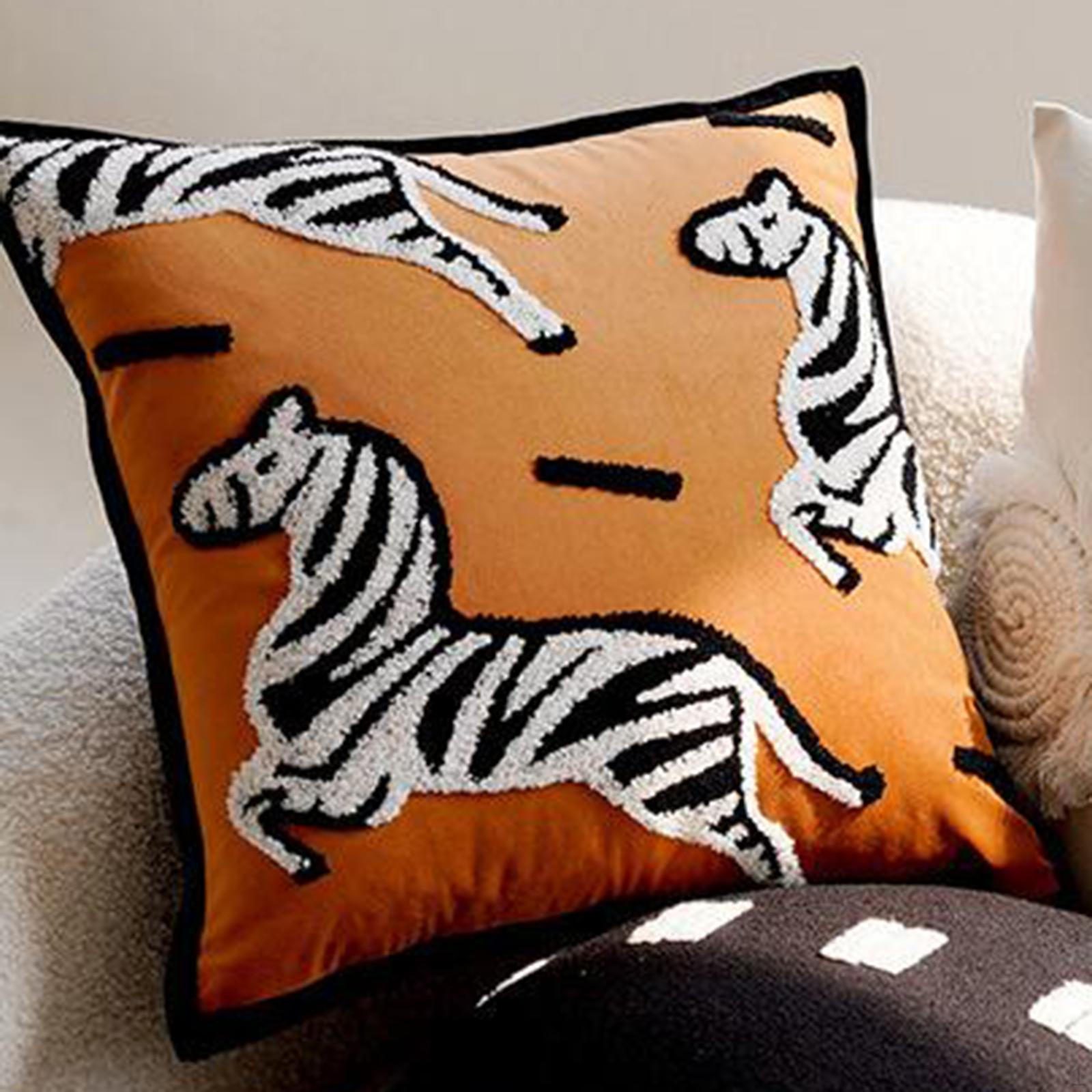 

Декоративная наволочка для диванной подушки, вышивка зебра, моющаяся, мягкая, современная, наволочка для дивана оранжевый