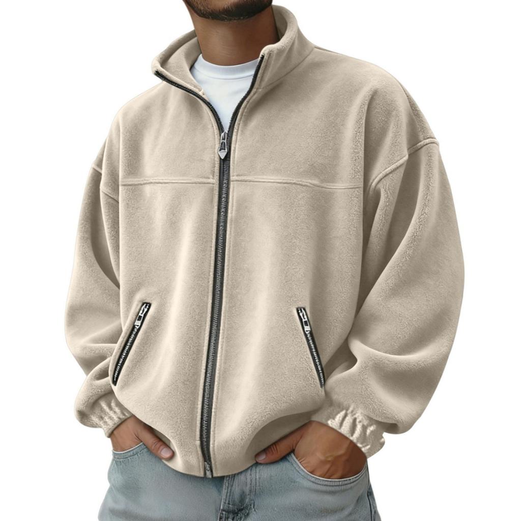 Men's Stand Collar Zip Up Hoodie Full Zip Casual Sweatshirt for Everyday Wear