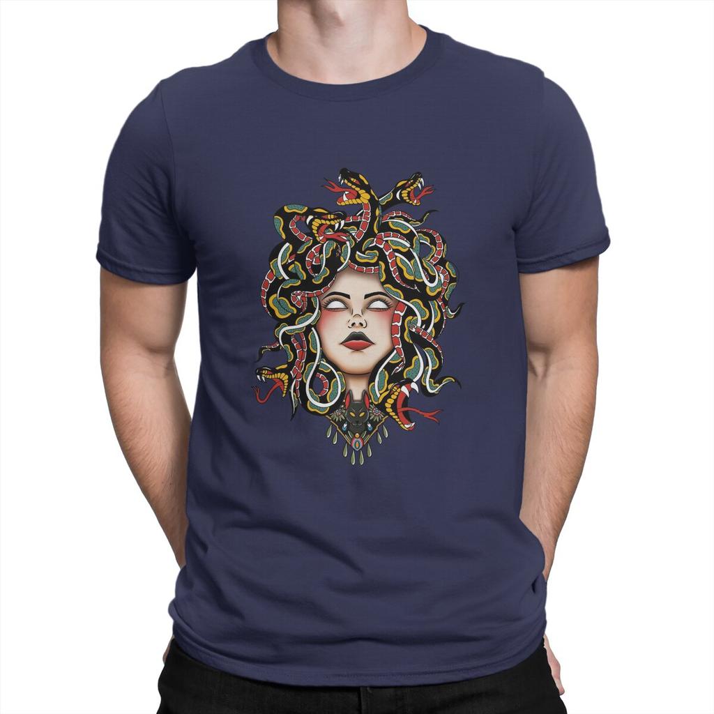 Medusa Old School Fitted Scoop Men T Shirts Medusa Funny Tees Short Sleeve O Neck T-Shirt Cotton Gift Idea Tops