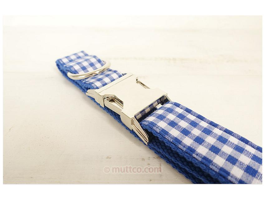 Blue Plaid Dog Collar and Leash Set with Innovative Design