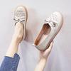 Women's White Cowhide Leather Casual Shoes - Spring/Summer 2025, Soft Jelly Sole, Flat Design