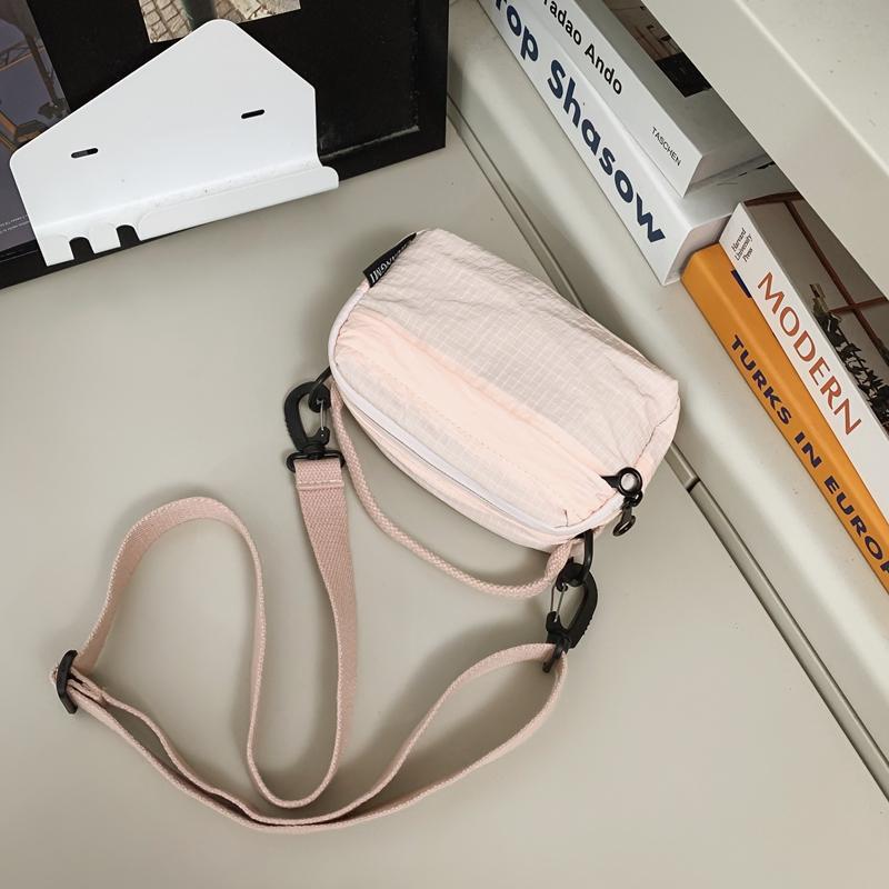Women Nylon Small Handbag Men Waterproof Lightweight Shoulder Bag Solid Color Crossbody Mobile Phone Bag
