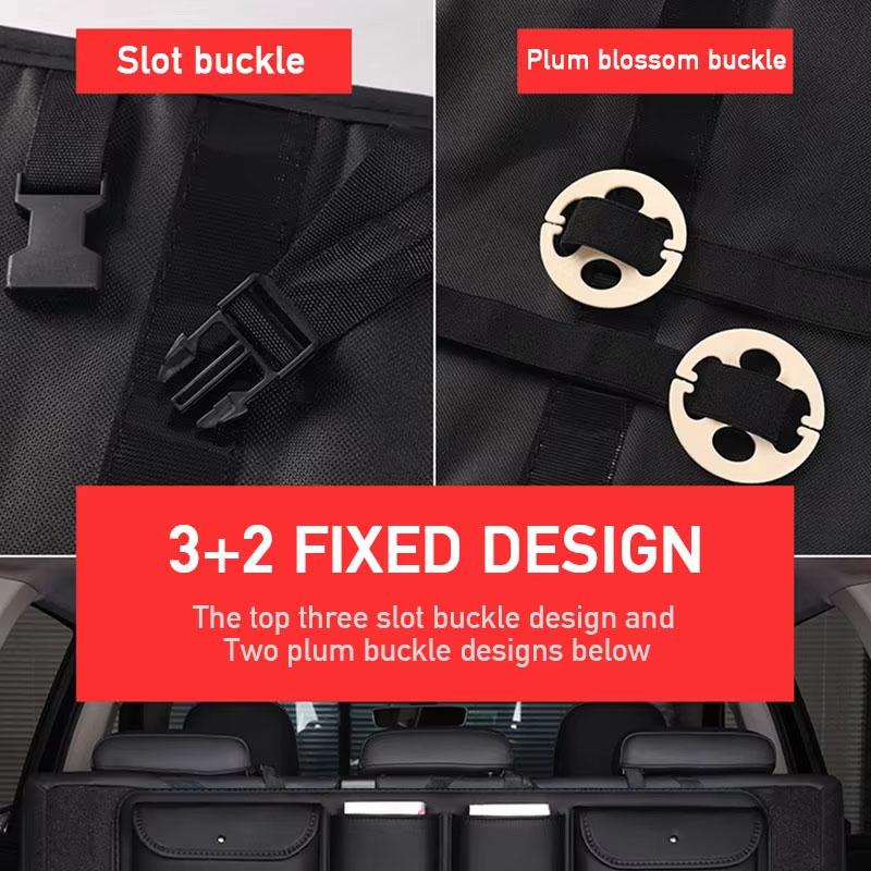 SEAMETAL Car Trunk Organizer PU Leather Multi-Pocket Auto Seat Back Hanging Storage Bag Mesh Net Universal for Suv Hatchback Mpv