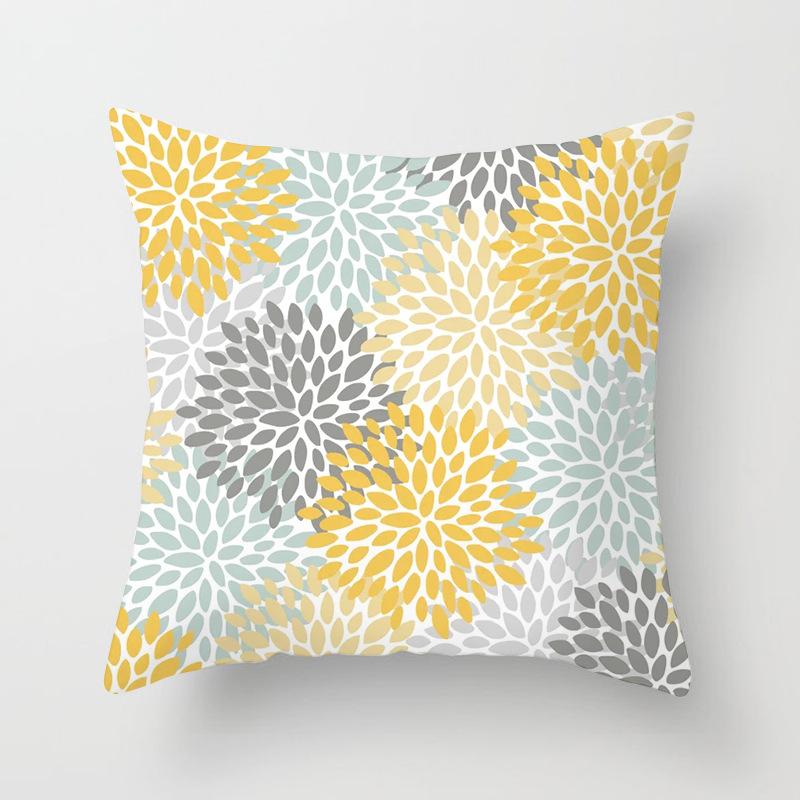 Față de pernă nouă galbenă cu desene animate geometrice, personalizată pentru decorarea casei, pernă de canapea