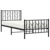 Metal Bed Frame with Headboard and Footboard Black 90x190 cm