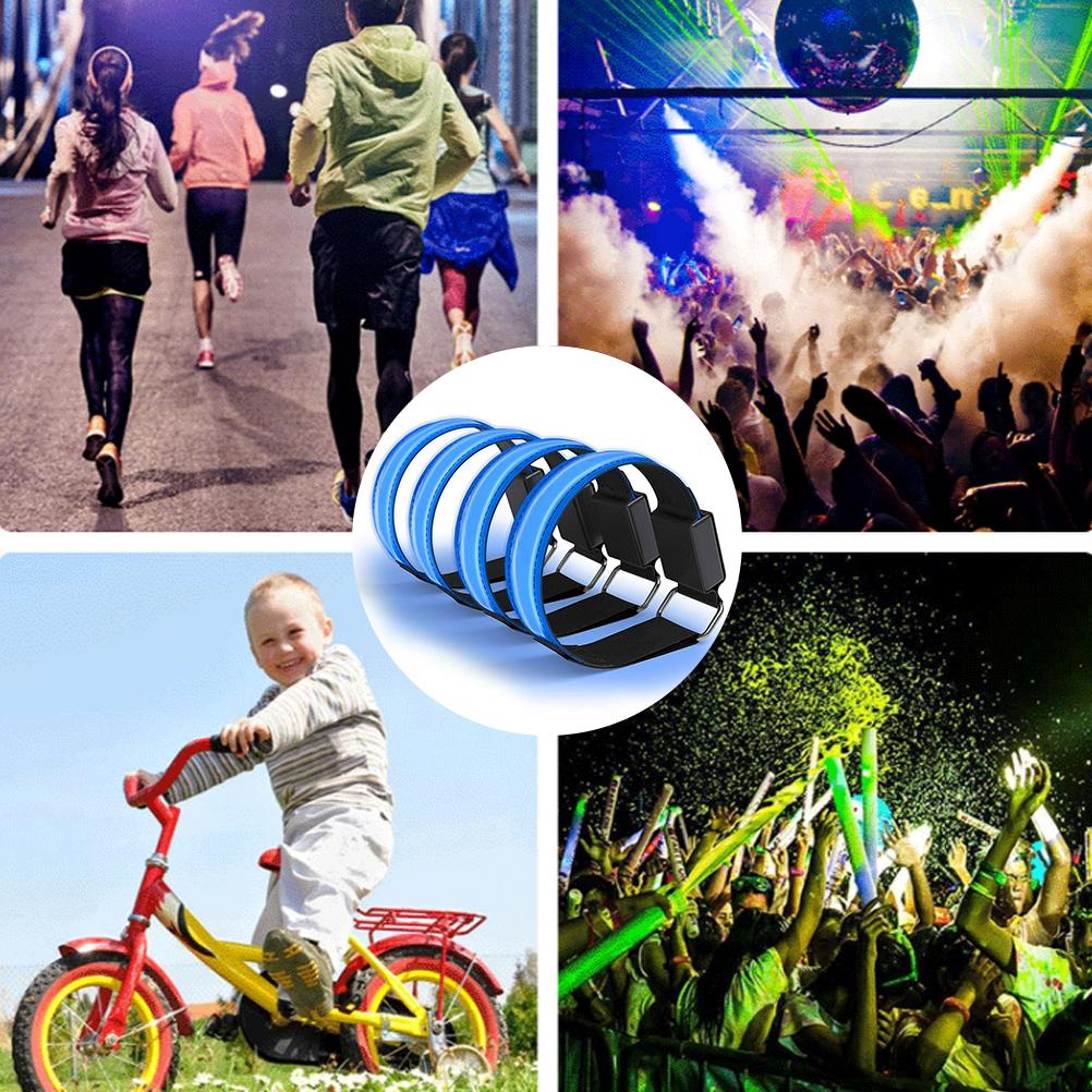 2Pcs LED Bracelet USB Rechargeable Reflective Band Adjustable Safety Light Up Armbands for Outdoor Jogging Running Cycling Sports