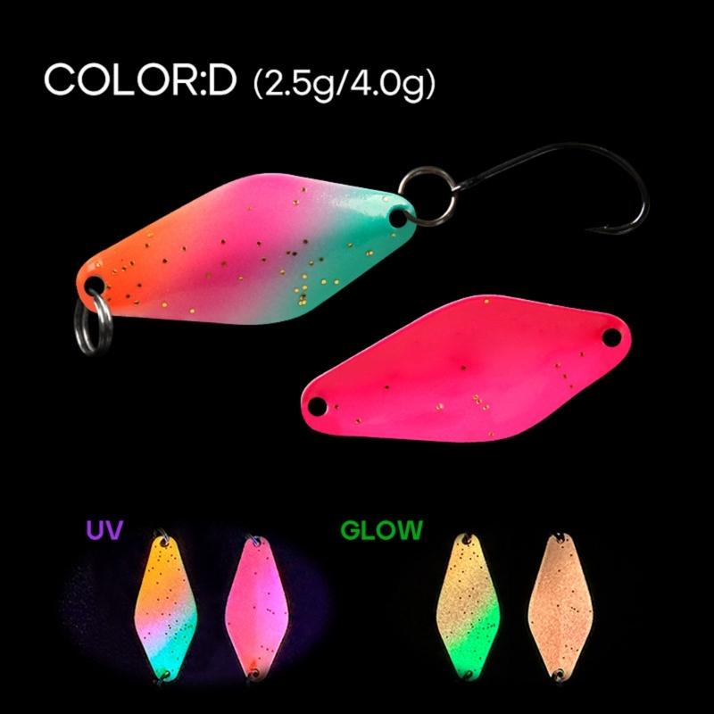5pcs Glow Spinner Baits Rhombus Spoon Lures Double Side Painting Copper Spoon Fishing Lures Fishing Tackle