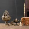 Retro Boshan Incense Burner Set: Incense Tower Mold, Seal, and Spoon for Ceremony - No Sticky Powder Sandalwood.