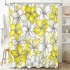 Elegant Yellow Flowers Shower CurtainWaterproof Print Bathroom Decor for Home Use Modern Floral Design Bath Linen Set with Hook