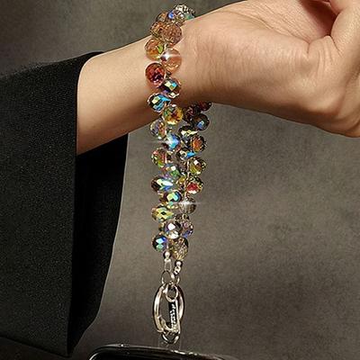 Flashing Mobile Phone Lanyard High-End Luxury Short Water Drop  Hanging Chain Hand-Beaded Wrist Chain Hand-Held Pendant