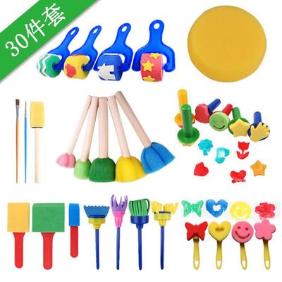 30-teiliges Kinder Schwamm Malstempel Set - Kunst & DIY Graffiti Pinsel