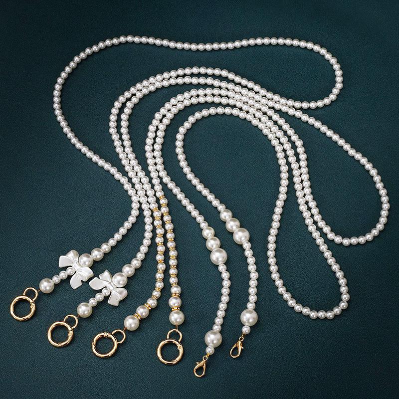 Cute 100-120Cm Purse Pearl Strap Beaded Chain Replacement Bag Pearl Chain Diy Bag Accessory Handbag