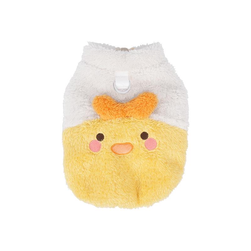 Pet Clothes Autumn and Winter Three-dimensional Embroidery Fleece Warm Jacket Two-legged Zipper-type Dog Clothes