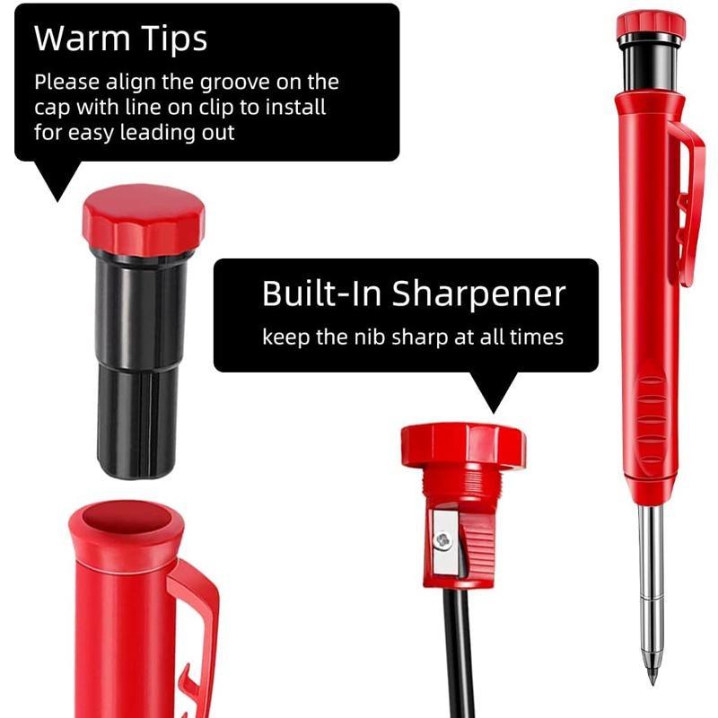 1 PZ Set Matita Solida da Carpentiere Temperino Incorporato Mine Matita Meccanica Kit Strumento di Marcatura
