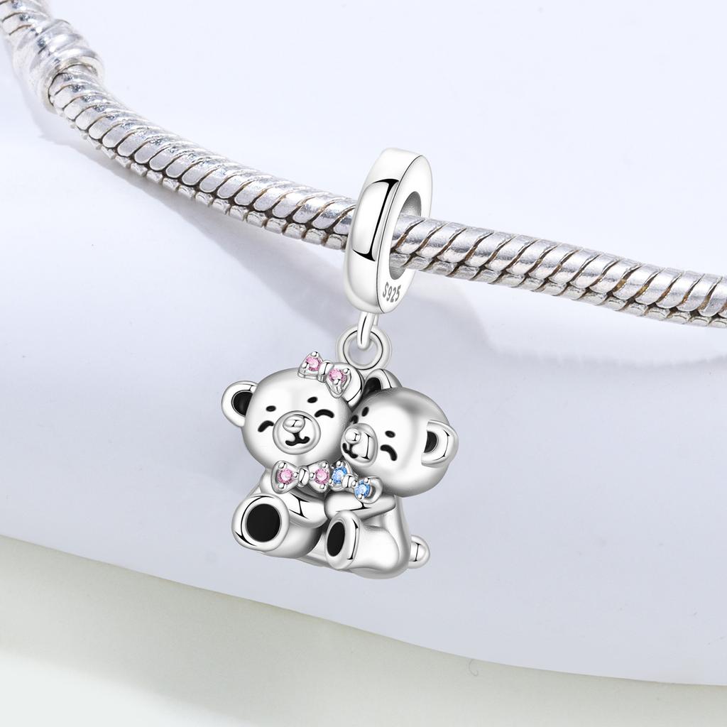 Orstarry 925 Silver Little Bear Pendant Beads Charm Bracelet Jewelry DIY Gifts for Party Animal Lovers
