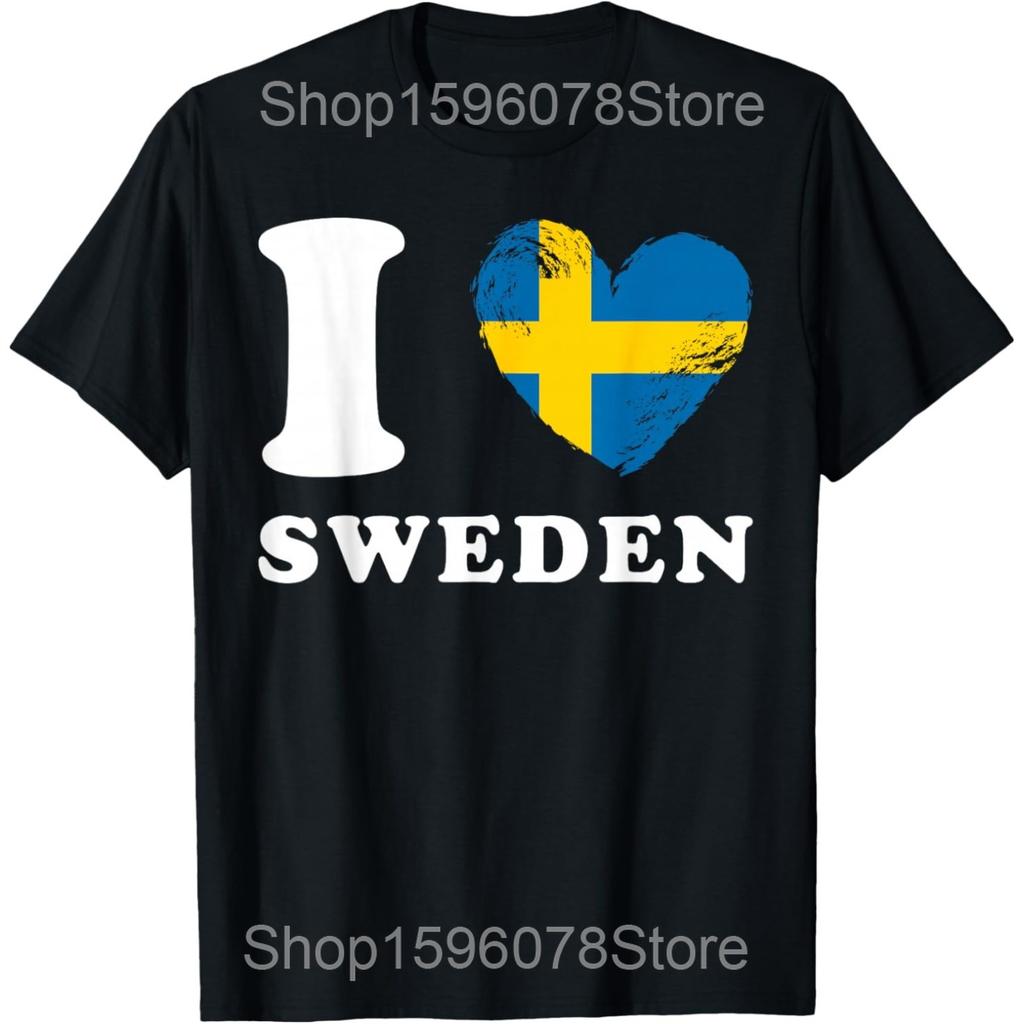Funny Sweden Gift Flag Sverige Vintage Swedish T Shirts Men Cotton Humor Streetwear Tee Shirt Short Sleeve Unisex Loose Clothing