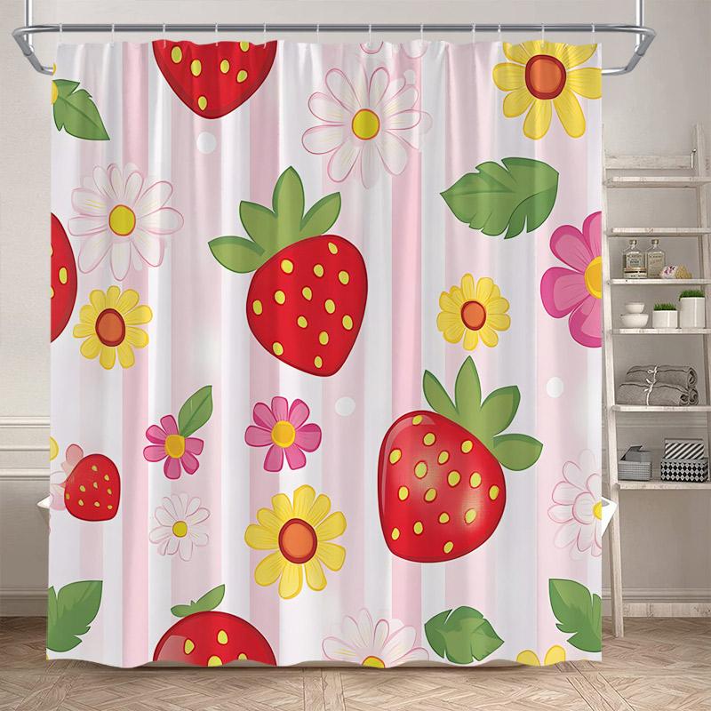 Pineapple Shower Curtains Colorful Tropical Fruit Funny Cute Hawaii Summer Plant Exotic Fresh Fruits Bathroom Curtain Decor Set