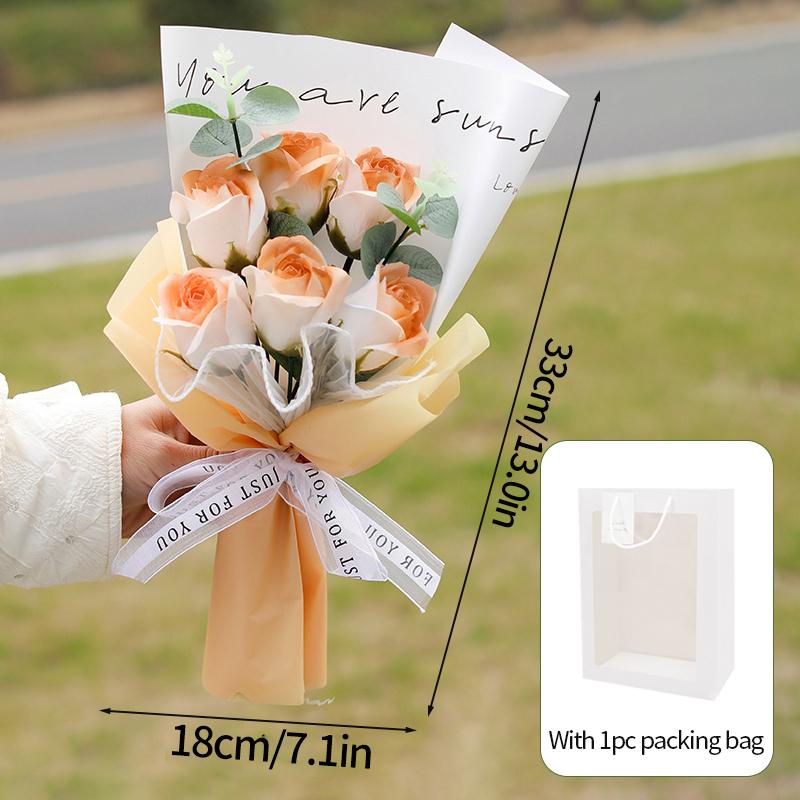 

Artificial Rose Soap Flower Bear Bouquet Present Bag Valentine S Day Wedding Flower Bouquet Lovers Gifts Finished Producted as picture show