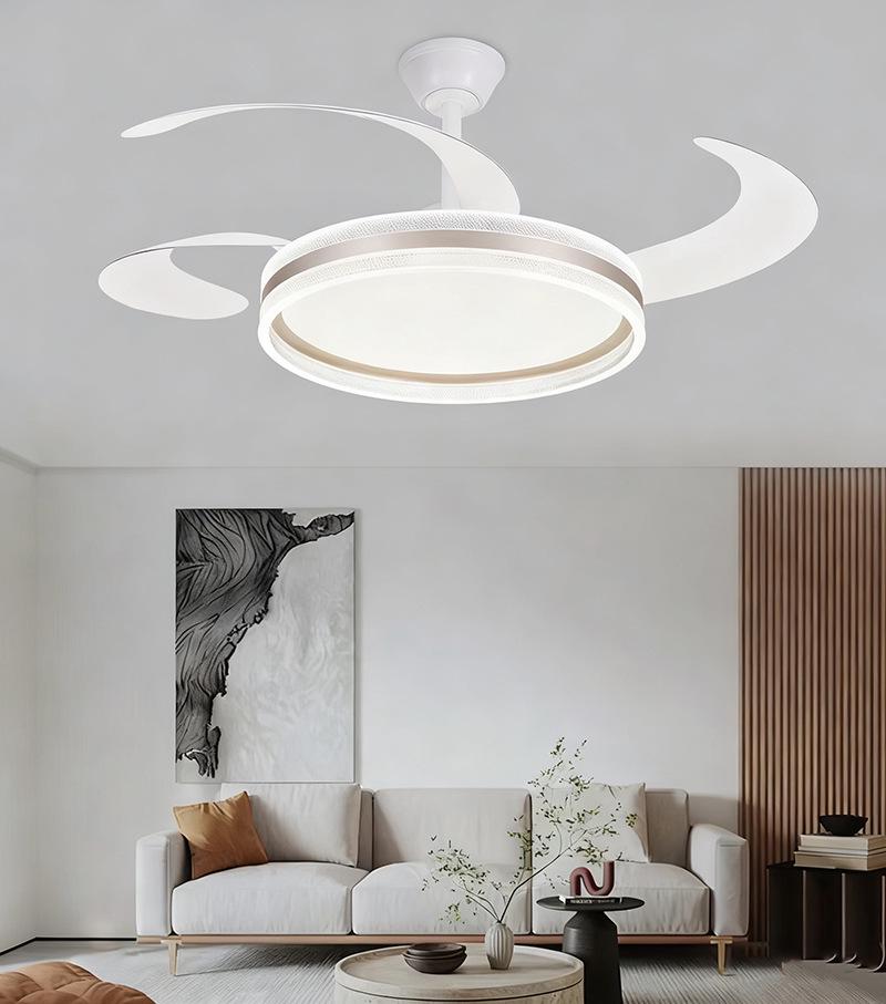 High-End Full Spectrum Ceiling Fan Light with Invisible Blades and All-Copper Motor for Restaurants and Homes