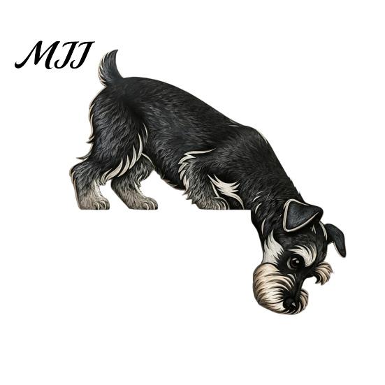 Schnauzer Corner Ornament Wooden Dachshund Door Topper, Cute Handcrafted Dog Sign, Rustic Wall Art Decor Funny Pet Home for Front Porch, Indoor