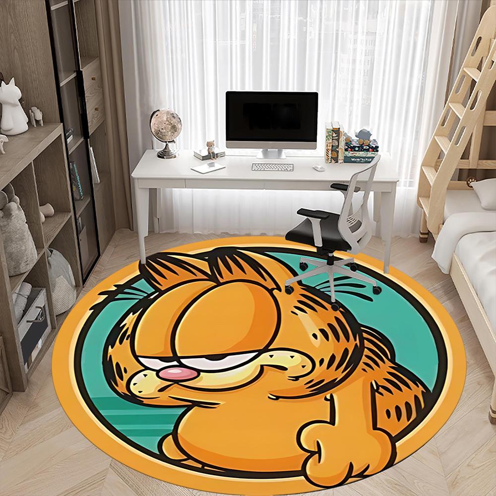 1pc Garfield Cat Office Round Area Rug, Under Office Chairs Bedroom Living Room Home Decor, Available in Various Sizes