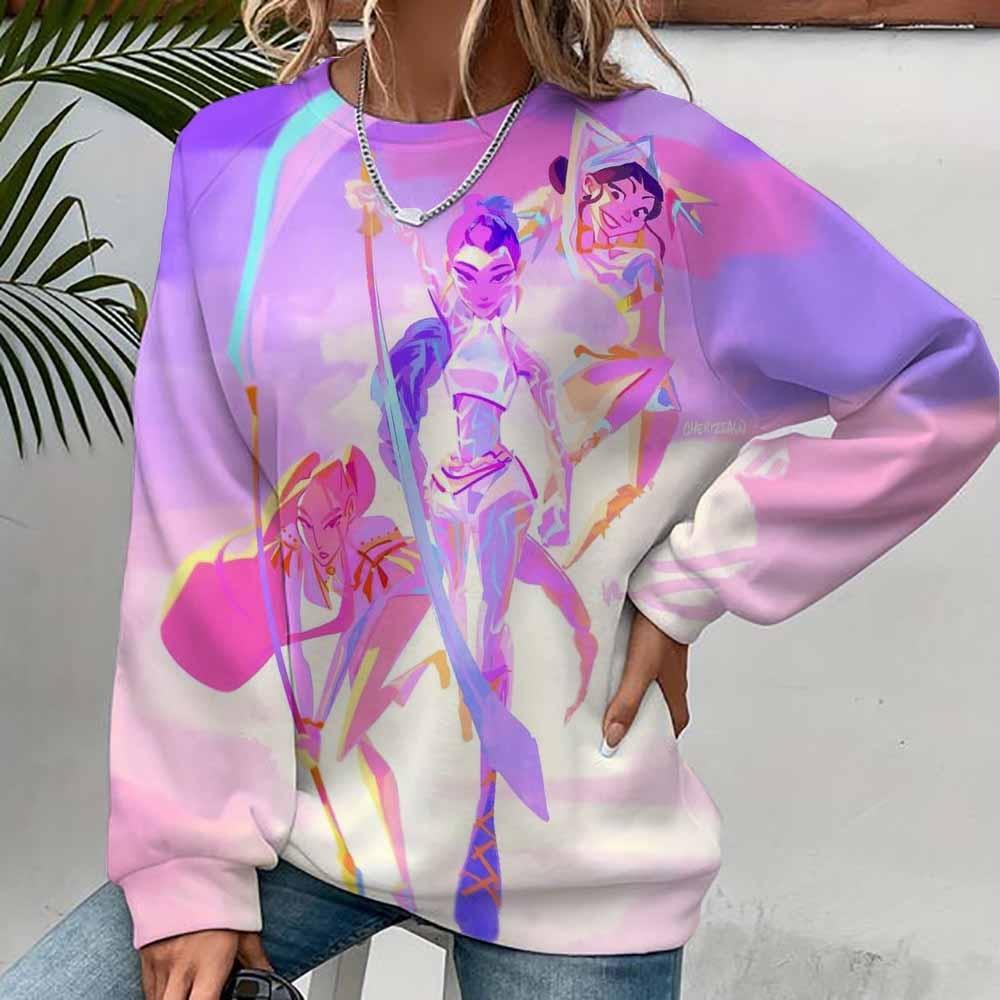 Modă Nouă Mânecă Lungă Gât Rotund Anime K-Pop Vânătorii de Demoni Hanorac Imprimat Sweatshirt Street Wear Femei Sweatshirt Huntrix Kpop
