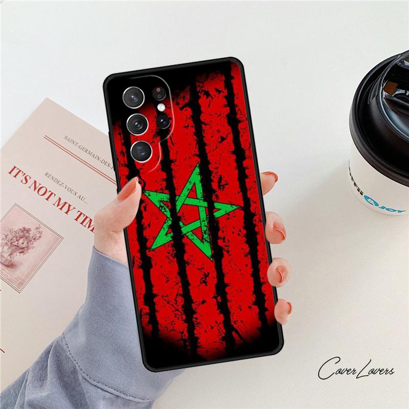 Morocco Flag Coat Of Arms Symbol phone case For Samsung Galaxy S24 S25 S23 S22 Ultra Note 10 20 Plus S20 S21 FE Cover