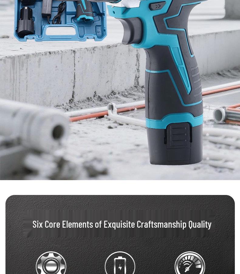 12V Dual-Speed Rechargeable Lithium Hand Drill Set - Portable & Multifunctional for DIY