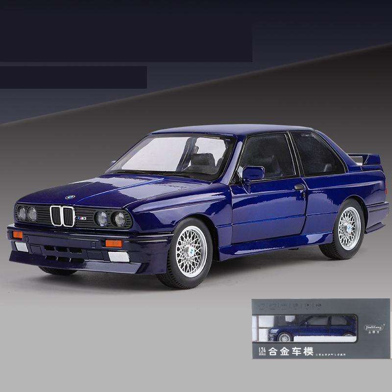 

1/24 BMW M3 E30 игрушечная модель автомобиля литая металлическая миниатюрная машина инерционная звук свет двери открываются коллекция подарок для мальчиков синий