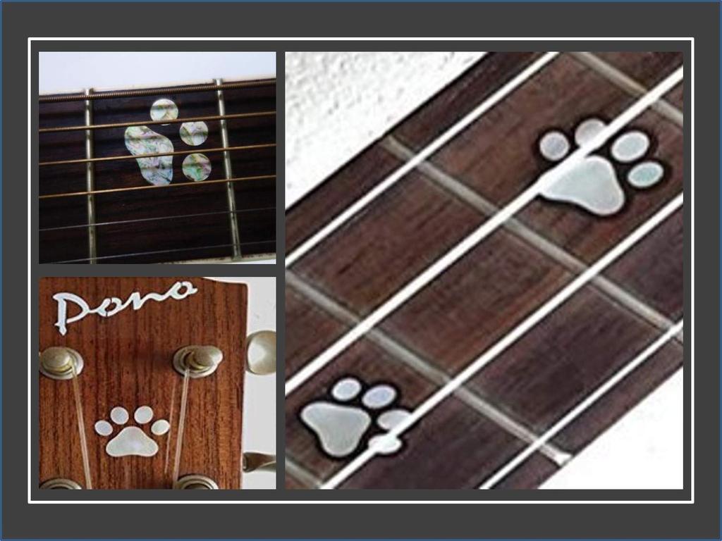 XP Design Guitar Bass Ukulele Cat Paw Inlay Sticker Fingerboard Musical Instrument Reflective Sticker Cat Paw (Silver Design)