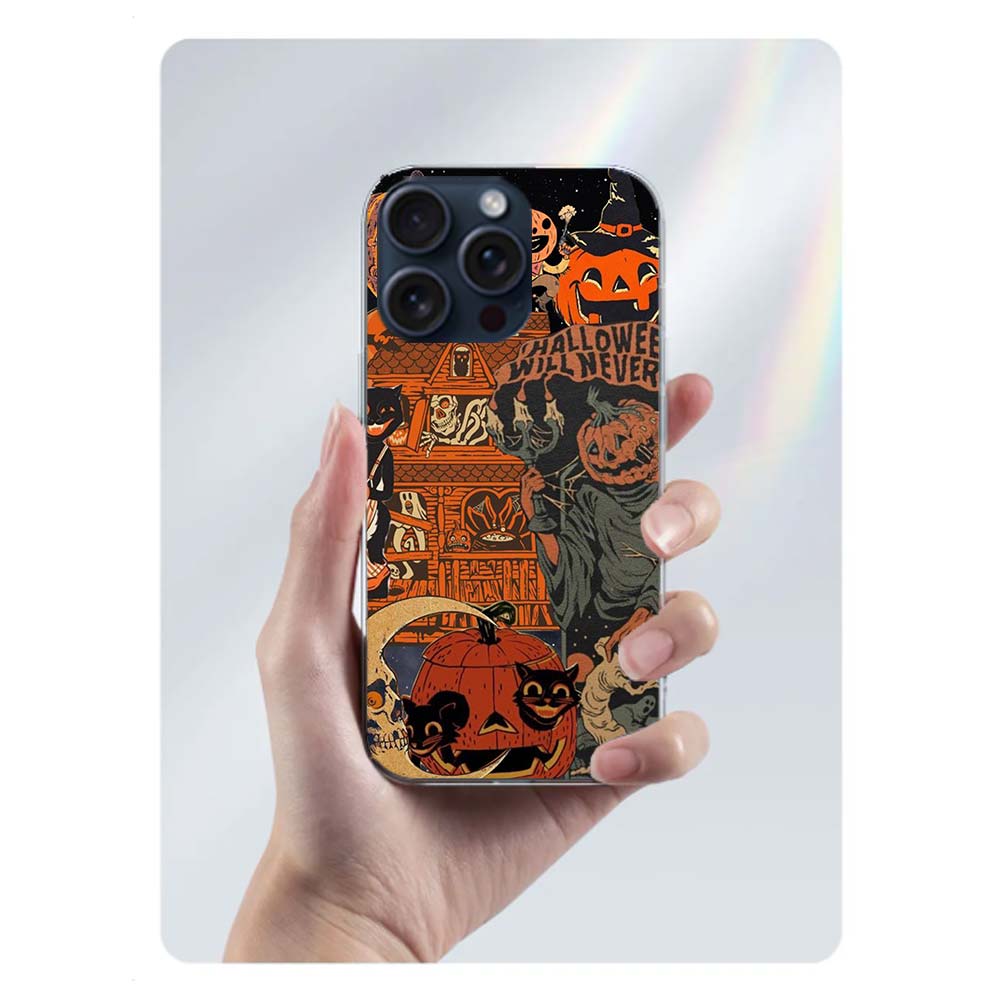 

Halloween Fall Art Witch Cat Clear Phone Case For Iphone 17 Air 16 Pro Max 15 Pro 14 Plus 17E 16E 11 13 12 Mini Cover Cases Fund iPhone 15