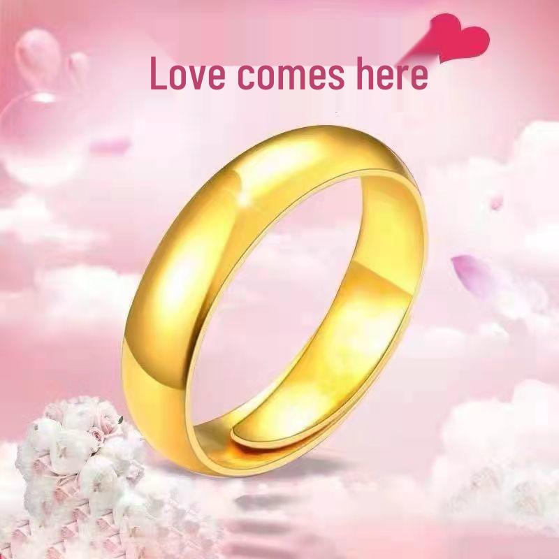 

Открытое кольцо «Золотой песок»: Мужское и женское кольцо для пары с гладкой поверхностью, нишевый дизайн ювелирных изделий высокого класса. Adjustable Open Ring