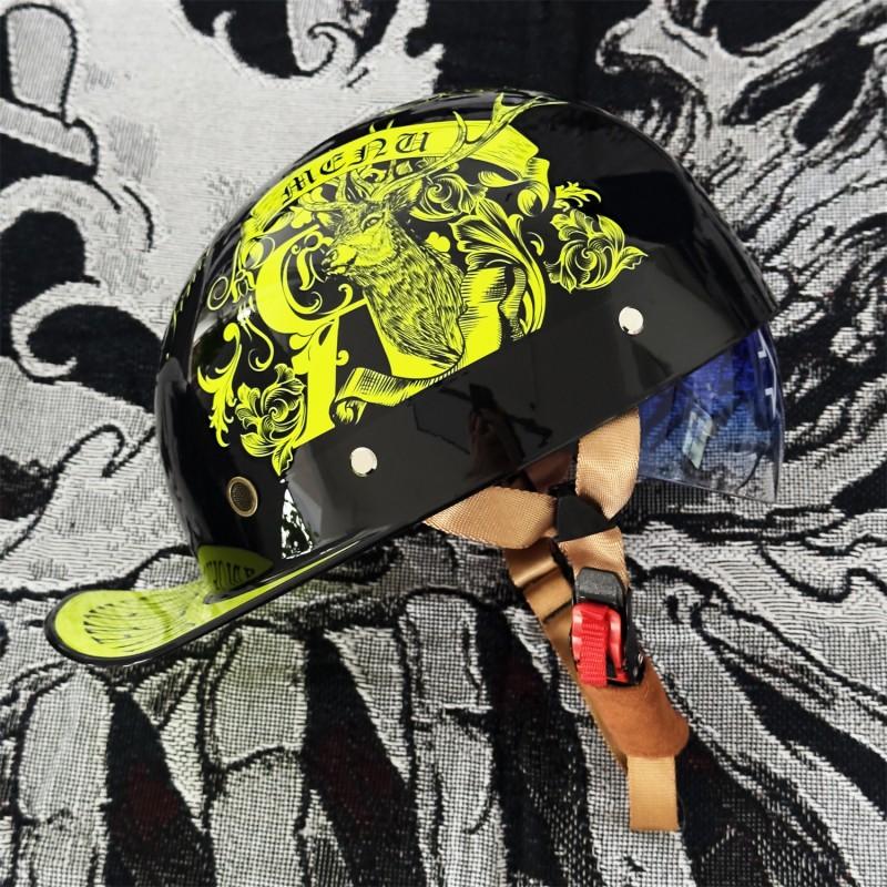 Vintage-Style Open-Face Motorcycle Helmet Men Women ABS Full-Season Scooter Riding Half