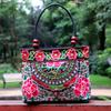 Ethnic Style Double-Sided Embroidery Lace Wooden Beads Vintage Canvas Women's Tote Handbag - Unique Retro Design for Stylish Ladies