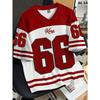 2025 Summer New Men's 66 Letter King Printed T-shirt Men's Short Sleeve Sportswear Football T-shirt Vintage T-shirt Men's Clothi