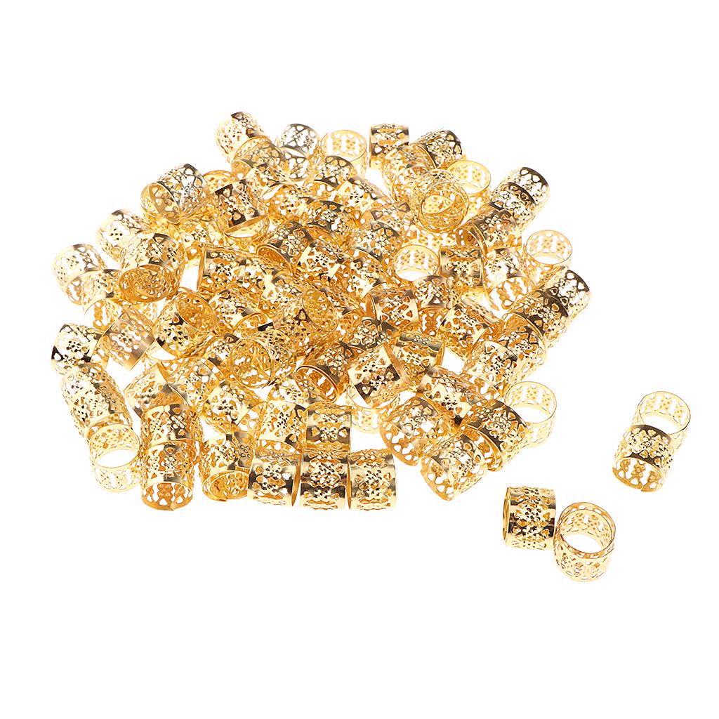 100 Stück Herz Metall Manschette Haarverlängerung Dekorationen Dreadlocks Perlen Silber